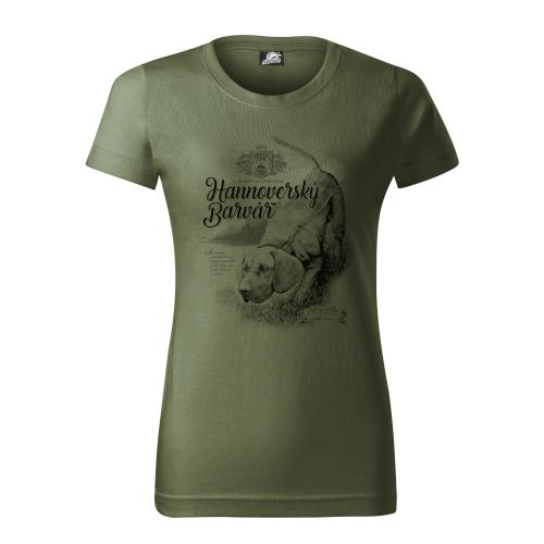 Tričko dámske poľovnícke Bad Badger Hannoverský farbiar - olivové