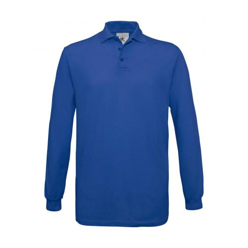Pánske polo tričko B&C Safran s dlhým rukávom - modré