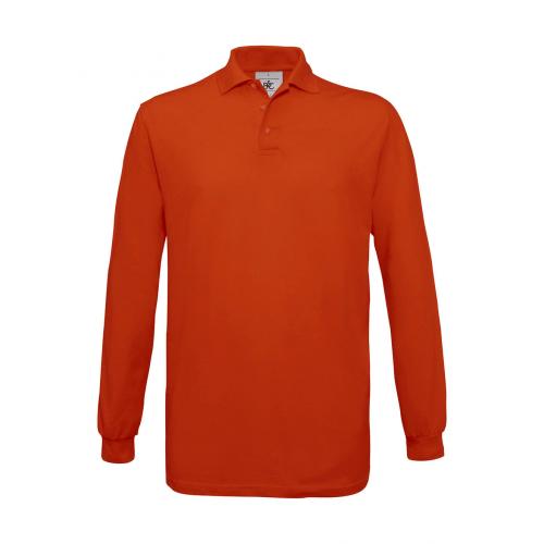 Pánske polo tričko B&C Safran s dlhým rukávom - oranžové