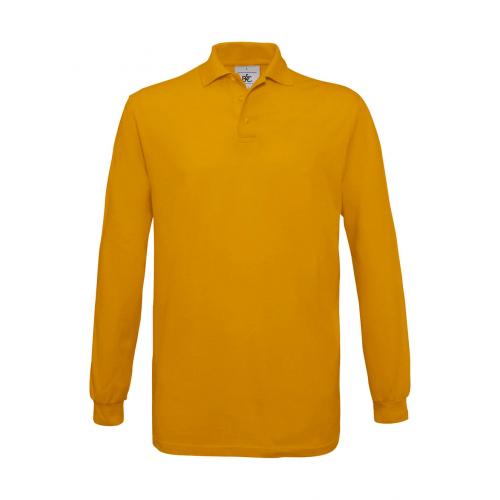 Pánské polo tričko B&C Safran s dlouhým rukávem - žluté