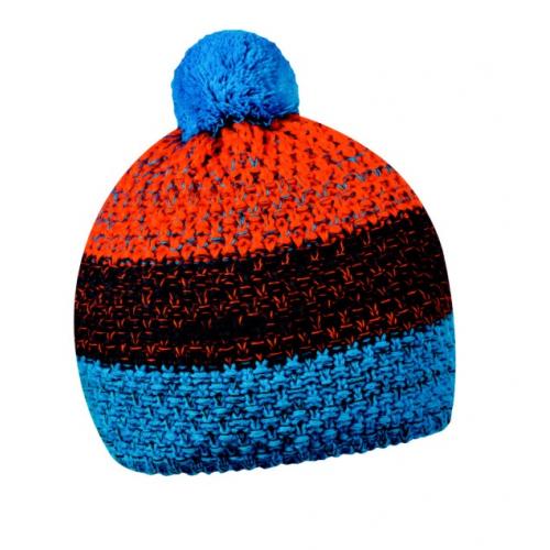 Zimná čiapka CoFEE Three Rows - modrá-sivá-oranžová