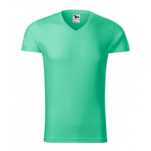 Tričko pánske Malfini Slim FIt V-Neck - svetlo zelené