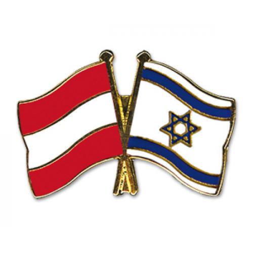 Odznak (pins) 22mm vlajka Rakousko + Izrael