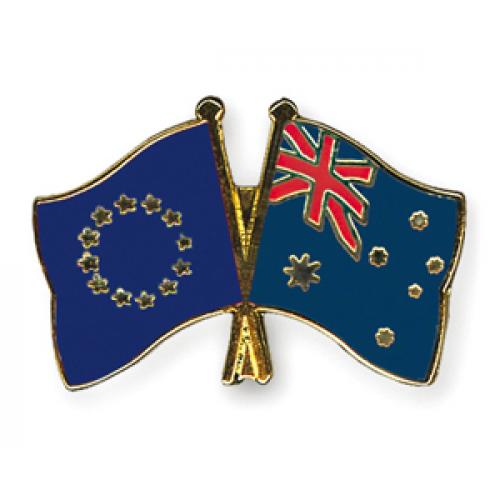 Odznak (pins) 22mm vlajka EU + Austrálie
