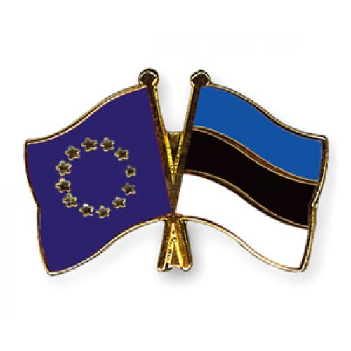 Odznak (pins) 22mm vlajka EU + Estonsko