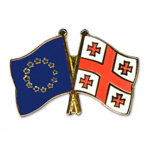 Odznak (pins) 22mm vlajka EU + Gruzie