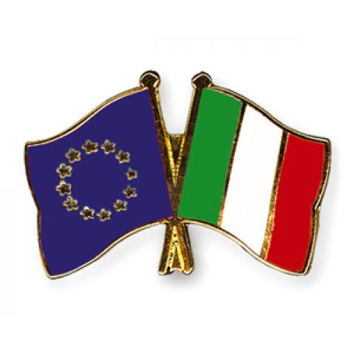 Odznak (pins) 22mm vlajka EÚ + Taliansko