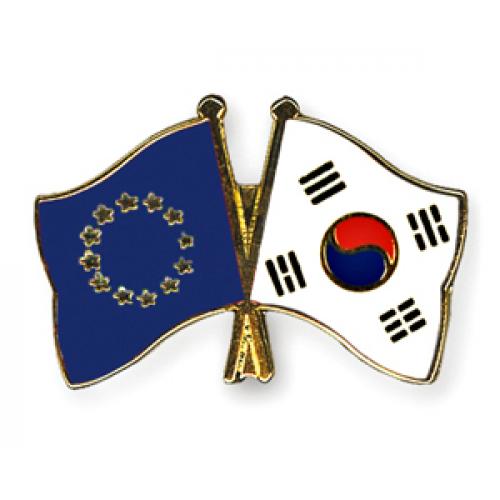 Odznak (pins) 22mm vlajka EU + Jižní Korea
