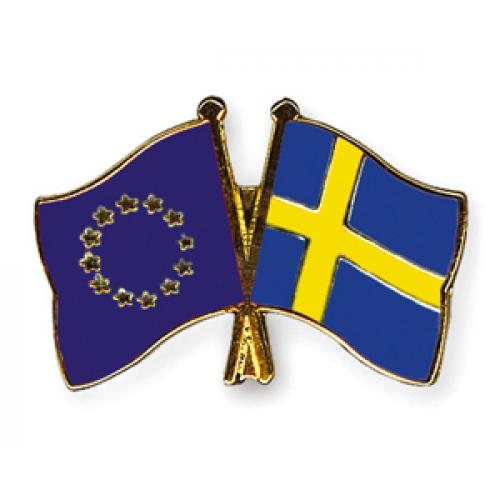Odznak (pins) 22mm vlajka EÚ + Švédsko
