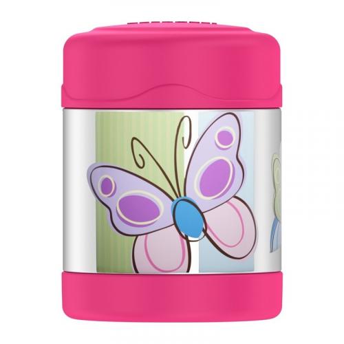 Detská termoska na jedlo Thermos 290 ml Motýľ - ružová-strieborná