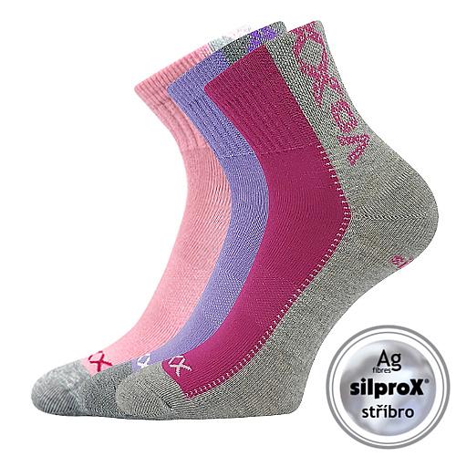 Ponožky dětské Boma Revoltik 3 páry (2x růžové, 1x fialové)