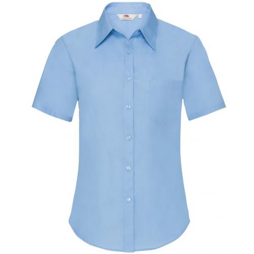 Košile dámská Fruit of the Loom Lady-Fit Short Sleeve Poplin Shirt - modrá
