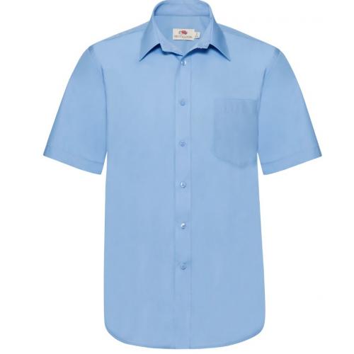 Košile pánská Fruit of the Loom Short Sleeve Popelin Shirt - modrá