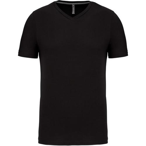 Pánske tričko Kariban krátky rukáv V-neck - čierne