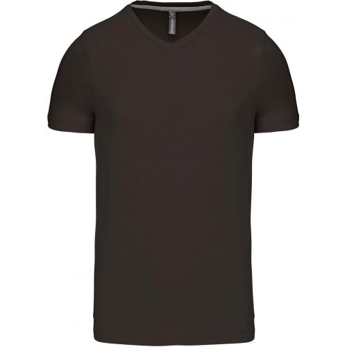 Pánské tričko Kariban krátký rukáv V-neck - tmavé khaki