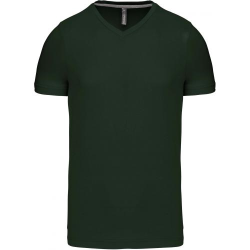Pánské tričko Kariban krátký rukáv V-neck - lahvově zelená