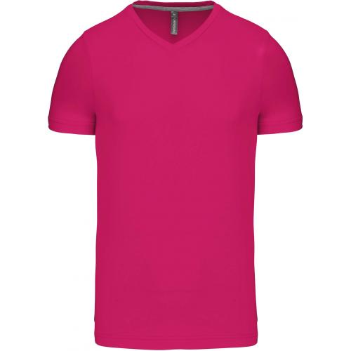 Pánské tričko Kariban krátký rukáv V-neck - růžové
