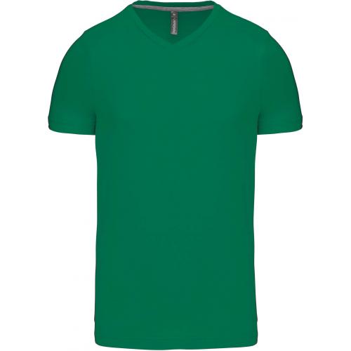 Pánské tričko Kariban krátký rukáv V-neck - zelené