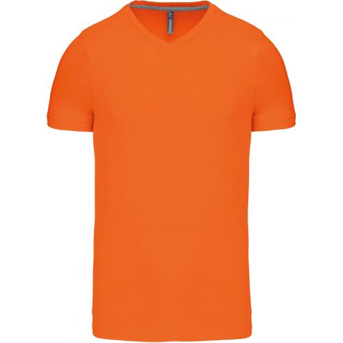 Pánske tričko Kariban krátky rukáv V-neck - oranžové