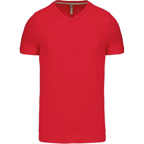 Pánské tričko Kariban krátký rukáv V-neck - červené