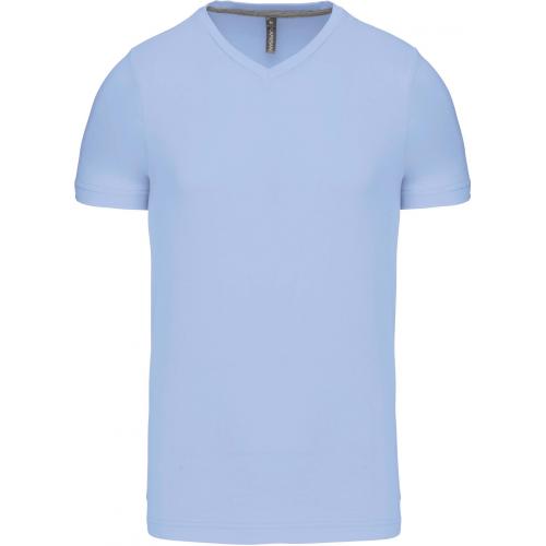 Pánske tričko Kariban krátky rukáv V-neck - svetlo modré