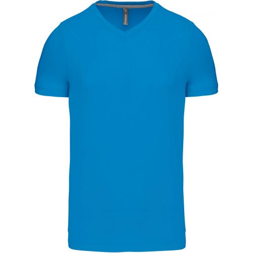 Pánské tričko Kariban krátký rukáv V-neck - středně modré