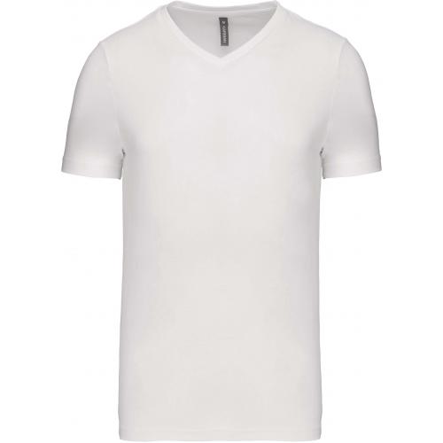 Pánske tričko Kariban krátky rukáv V-neck - biele