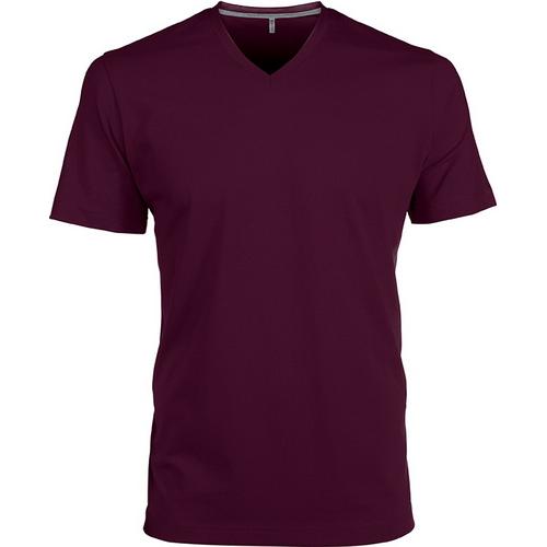 Pánske tričko Kariban krátky rukáv V-neck - vínové