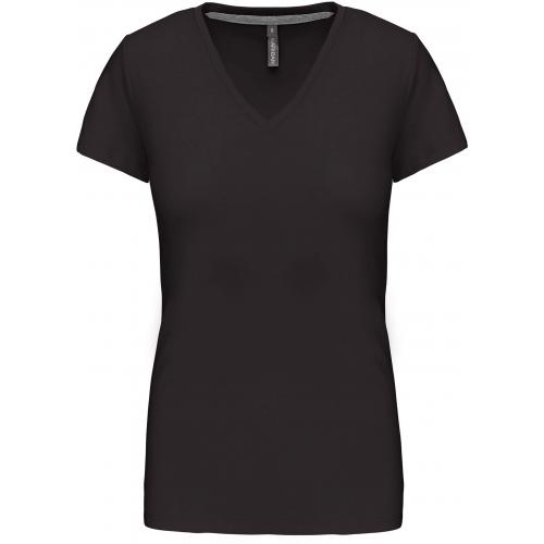 Dámské tričko Kariban V-neck s krátkým rukávem - tmavě šedé