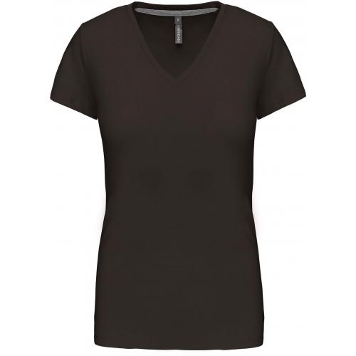 Dámské tričko Kariban V-neck s krátkým rukávem - tmavé khaki