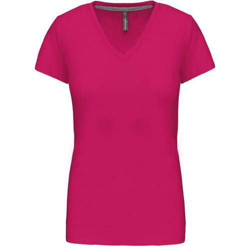 Dámske tričko Kariban V-neck s krátkym rukávom - ružové