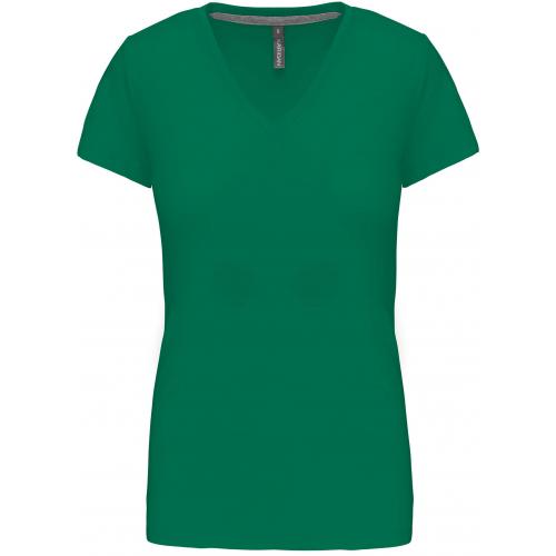 Dámske tričko Kariban V-neck s krátkym rukávom - zelené