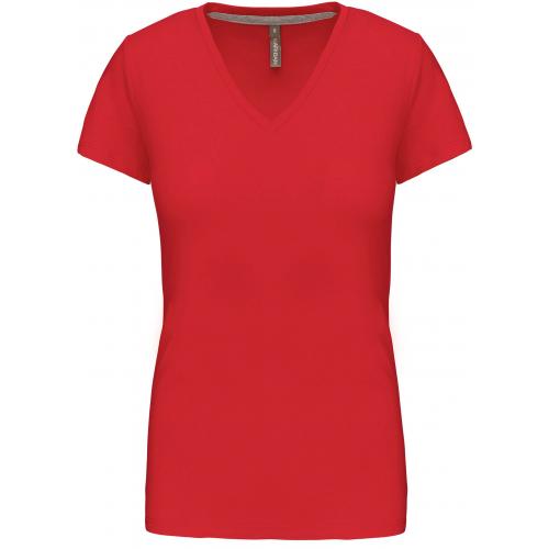 Dámské tričko Kariban V-neck s krátkým rukávem - červené