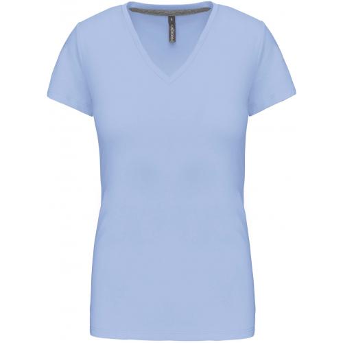Dámske tričko Kariban V-neck s krátkym rukávom - svetlo modré