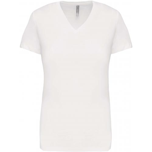 Dámske tričko Kariban V-neck s krátkym rukávom - biele
