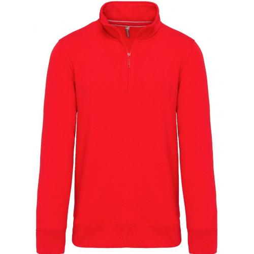 Mikina unisex Kariban Zipped neck sweatshirt - červená