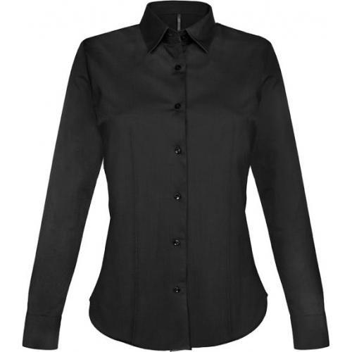Košile dámská s dlouhým rukávem Kariban strečová - černá