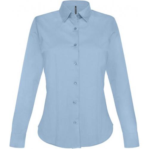 Košile dámská s dlouhým rukávem Kariban strečová - světle modrá