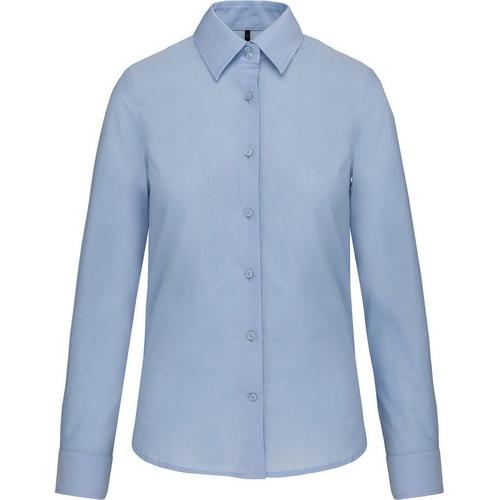 Košeľa dámska s dlhým rukávom Kariban Oxford - modrá