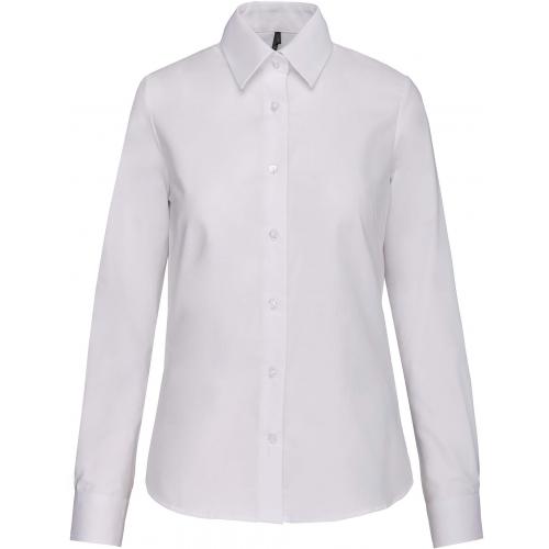 Košeľa dámska s dlhým rukávom Kariban Oxford - biela