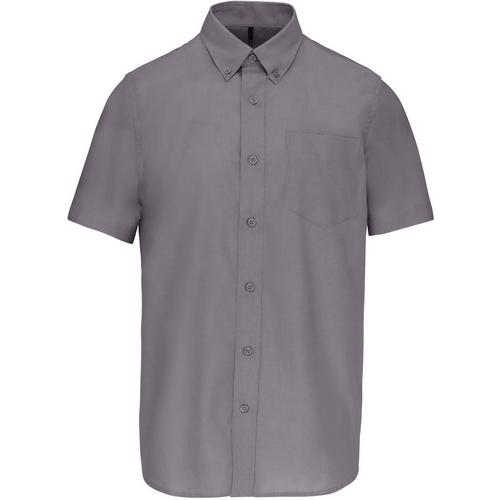 Pánská košile s krátkým rukávem Kariban Oxford - šedá