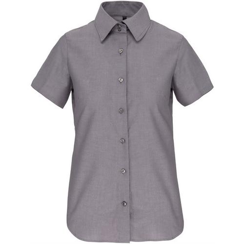 Košile dámská s krátkým rukávem Kariban Oxford - šedá