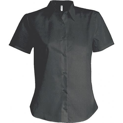 Košeľa dámska s krátkym rukávom Kariban v nežehlivej úprave - tmavo sivá