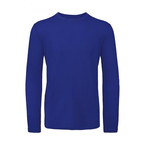 Tričko pánske B&C Organic Inspire dlhý rukáv - modré