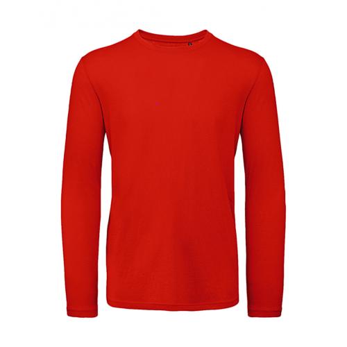 Tričko pánske B&C Organic Inspire dlhý rukáv - červené