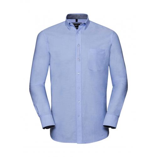 Košeľa pánska Rusell Collection s dl. ruk.Tailored Washed Oxford - modrá