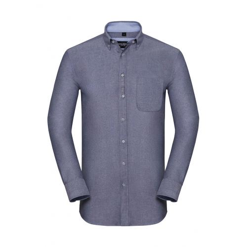 Košile pánská Rusell Collection s dl. ruk.Tailored Washed Oxford - navy