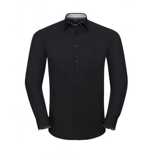 Košile pánská Rusell Collection Tailored Contrast Ultimate Stretch - černá