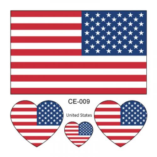 Sada 4 tetovanie vlajka USA 6x6 cm 1 ks