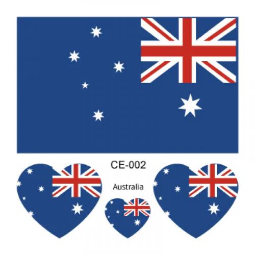 Sada 4 tetovanie vlajka Austrália 6x6 cm 1 ks